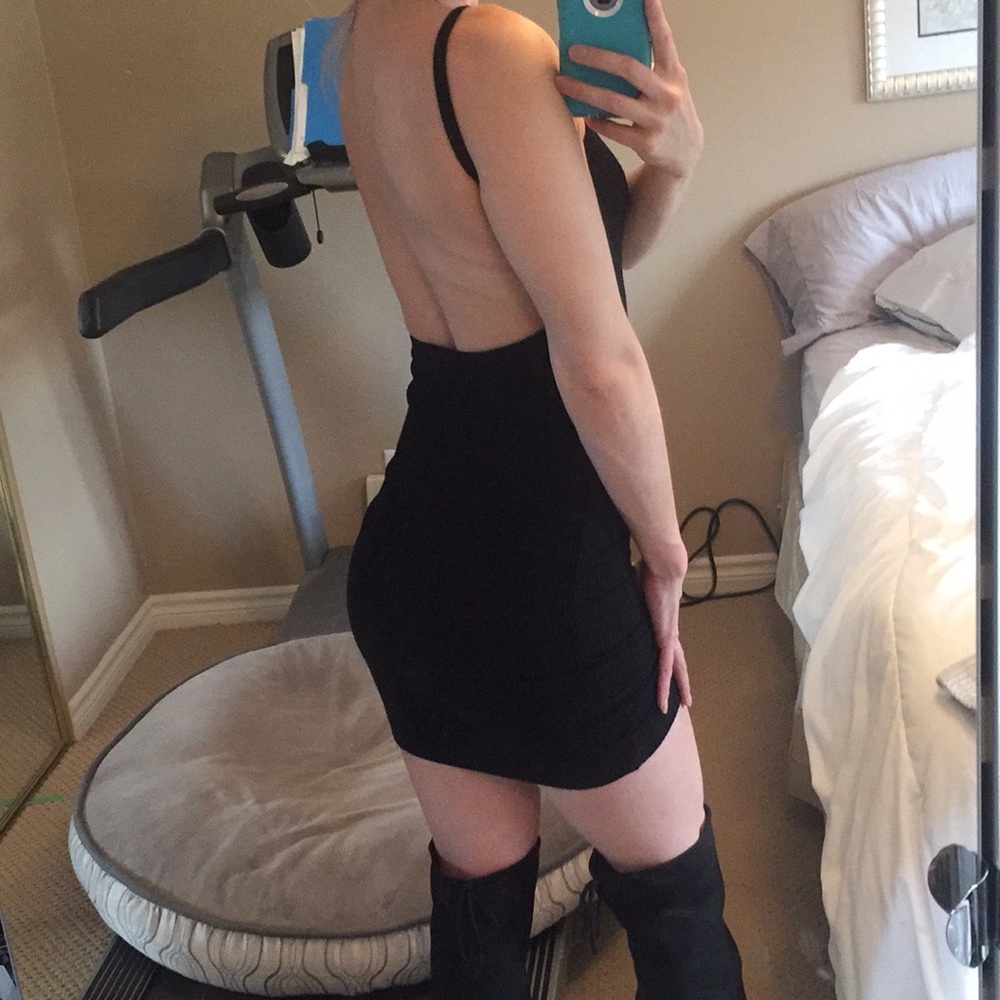 Aritzia black open back dress